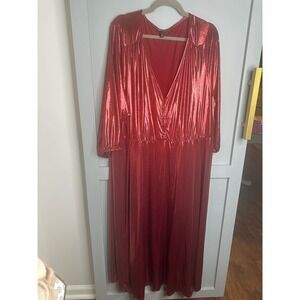 Torrid Red Women's Metallic‎ Knit Empire Waist Maxi Dress Plus Size 4